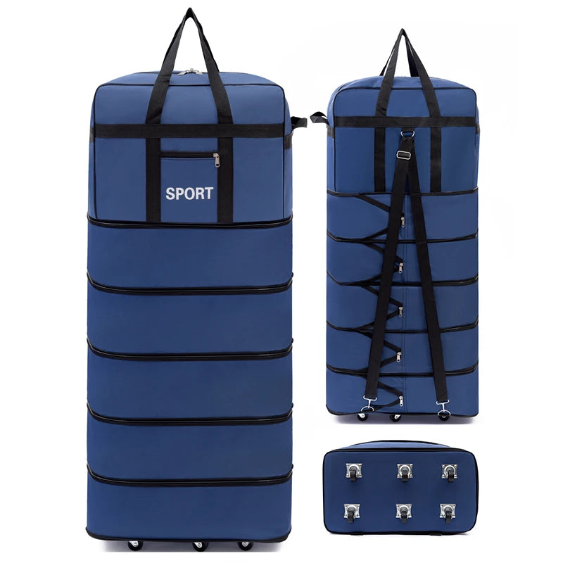 5-Layer Folding Wheeled Travel Bag β Large Capacity Waterproof Durable Luggage for Weekend Trips & Overnight Travel