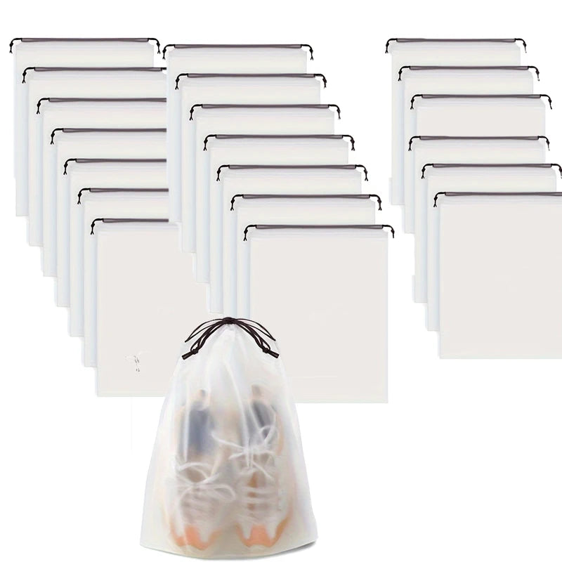 5/10/20PCS Portable Drawstring Shoe Storage Bags — Waterproof Transparent Eco Travel & Makeup Organizer Bags