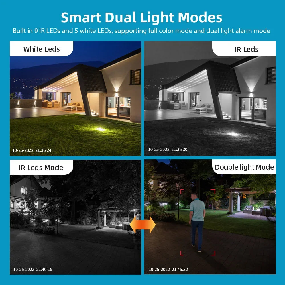BELIA 4K 8MP WiFi PTZ Surveillance Camera, Dual Lens, 4X Zoom, AI Human Detection, ONVIF, Outdoor Security IP Camera