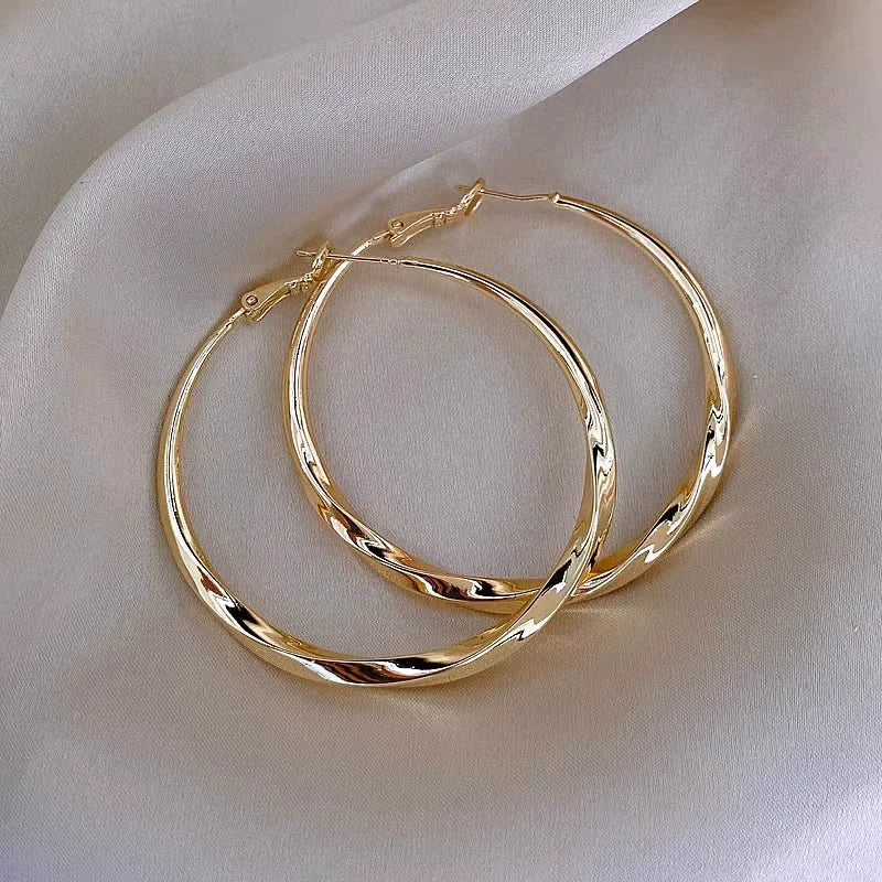 5cm Twist Metal Hoop Earrings for Women β Geometric Round Circle Dangle Drop Party Jewelry Gift