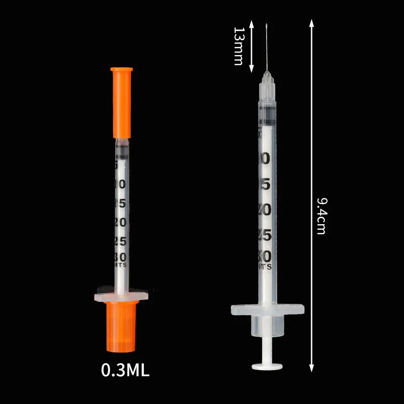 20/50/100Pcs Disposable Veterinary Syringes – Manual Push 0.3/0.5/1ml with Needles for Cats, Dogs, Pigs & Farm Animals