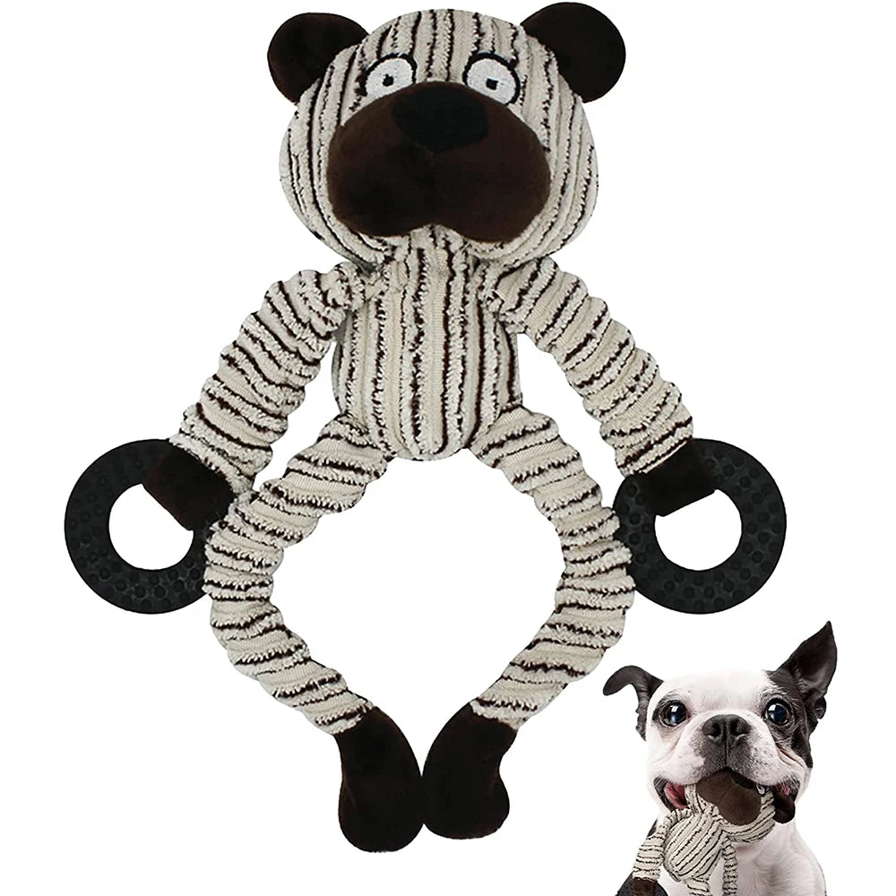 Plush Squeaky Monkey Dog Toy - Puppy Teething & Training Chew Toy for Small Dogs, Interactive Pet Playtime