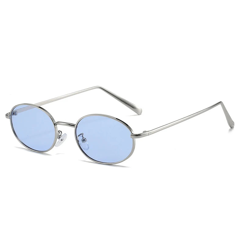SHAUNA Retro Oval Metal Frame Sunglasses – UV400 Punk Style Shades for Women & Men