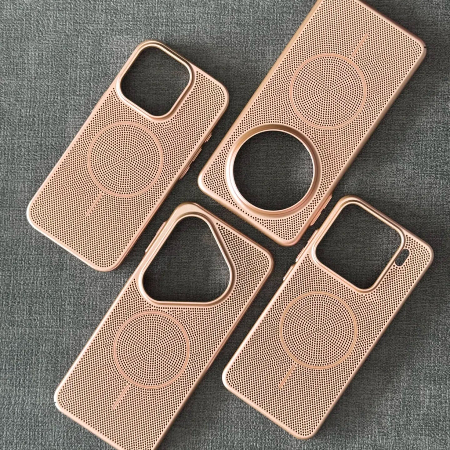 Metallic Heat Dissipation Mesh Phone Case - MagSafe Magnetic Hard Thin Cover for iPhone 11-17 Series