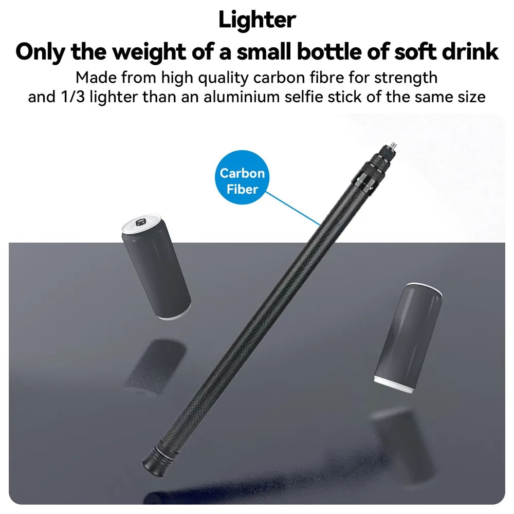 3M Carbon Fiber Selfie Stick - Compatible with Insta360 X3, ONE X2, RS & GoPro Hero 11, 10, 9, 8, DJI OSMO Action