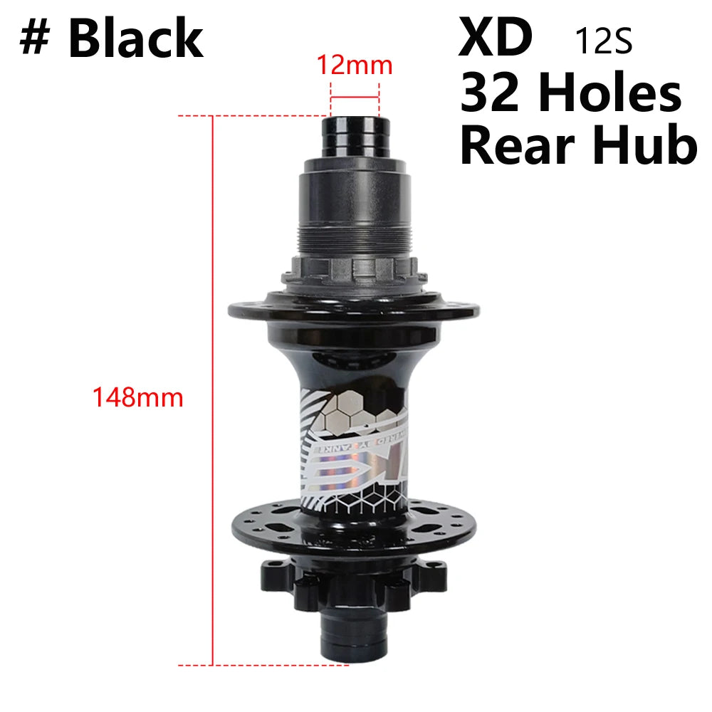 BOOST MTB Bicycle Hub - 148x12mm Aluminium Bike Hub 6 Pawls 120 Click HG XD Micro Spline 32H 8-12 Speed