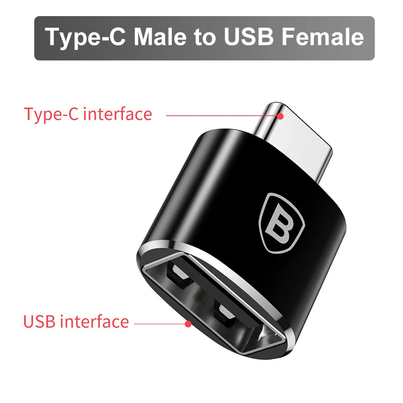 Baseus USB to Type-C OTG Adapter β USB-C Male to Micro USB Female Converter for MacBook, Samsung S20, USBC OTG Connector