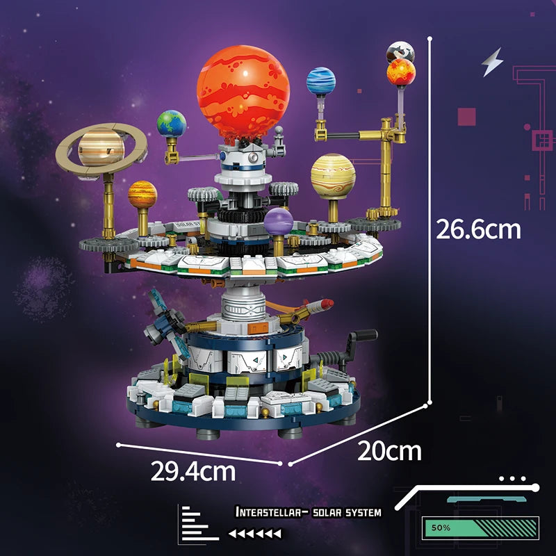 Rotating Solar System Building Blocks Set – Interstellar Space Science Educational Assemble Bricks Toy Gift