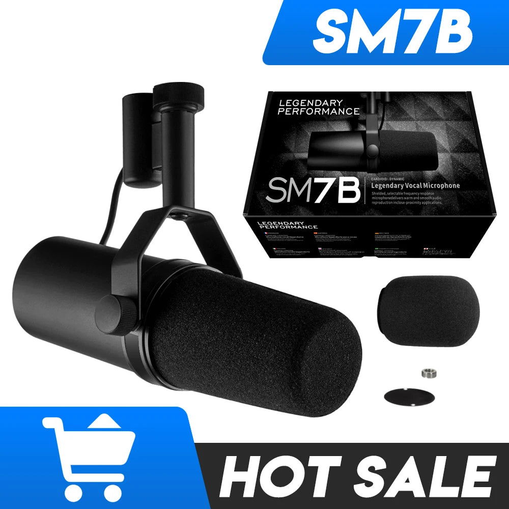Professional Dynamic Microphone – Selectable Frequency Response Mic for Studio Recording & Performance Vocals, Compatible with Shure SM7B