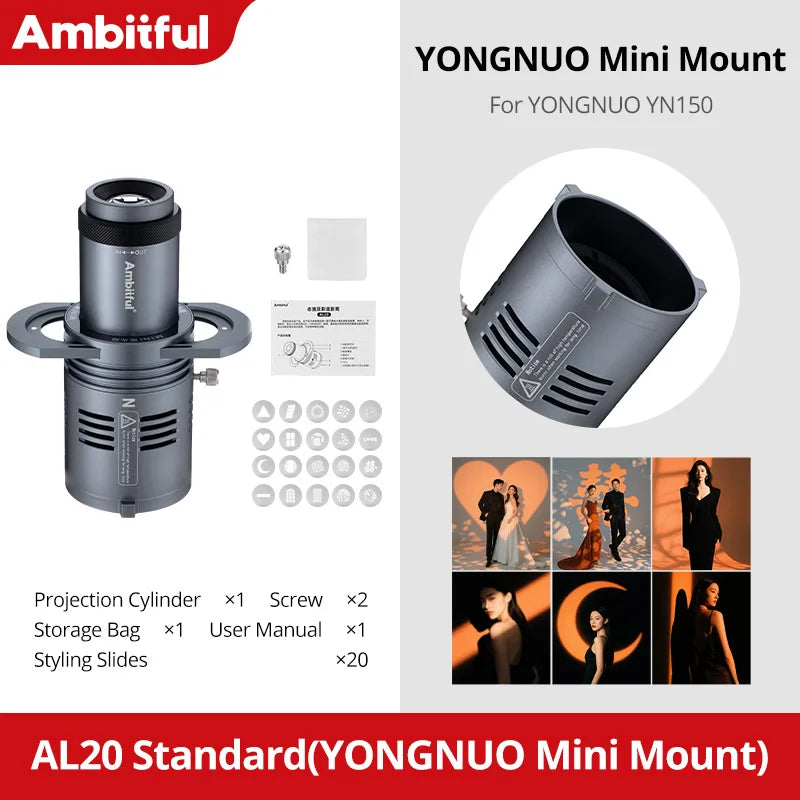 Ambitful AL20 Focalize Conical Snoot - Optical Condenser Beam Shaper with Mini Bowens Mount for Godox, Yongnuo, Zhiyun & INKEE Lights