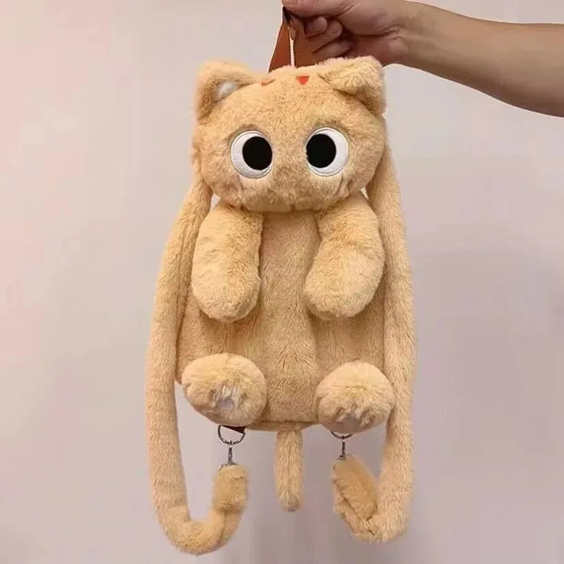 40cm Kawaii Big Eyes Cat Plush Toy Backpack – Cute, Large-Capacity Stuffed Animal Bag for Boys, Girls, & Women
