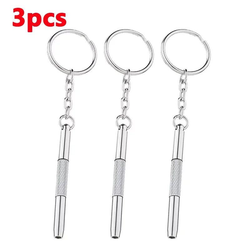 Mini 3-in-1 Glasses Screwdriver Kit | Multifunction Spectacle, Sunglass & Watch Repair Set with Keychain