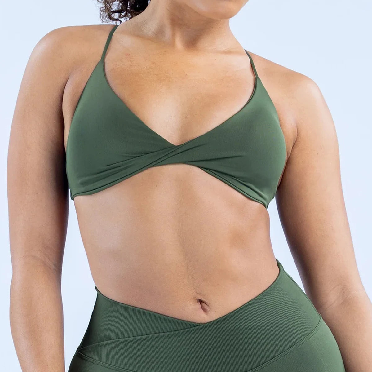 Vision Twist Front Sports Bra - High Support Seamless Women’s Yoga Workout Fitness Bra with Push Up Design