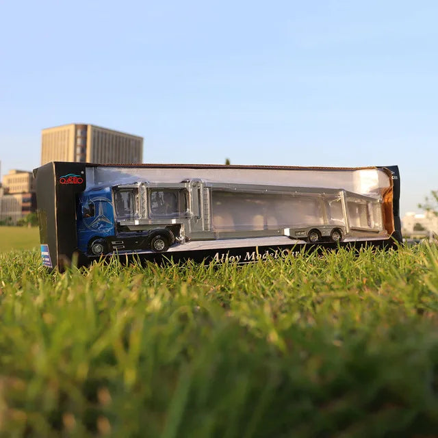 1:50 Large Diecast Alloy Truck Model – Pull-Back Sound & Light Container Transport Vehicle Toy for Boys’ Gifts