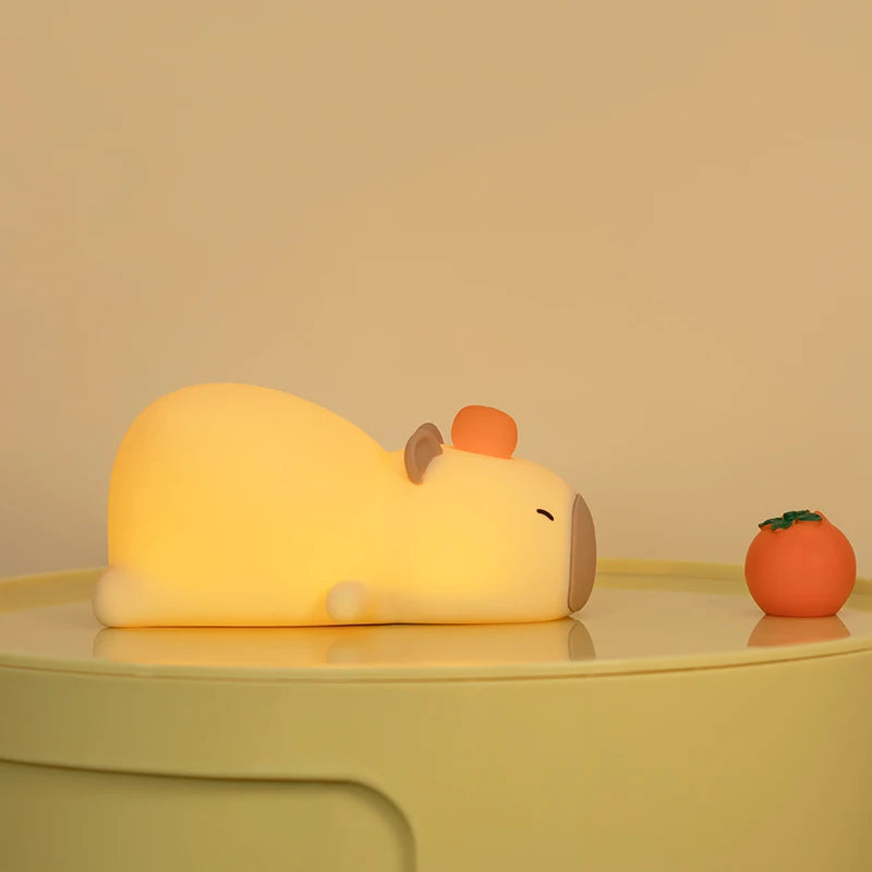 Capybara Cute Silicone LED Night Light - USB Rechargeable Dimmable Lamp for Kids' Room & Gift