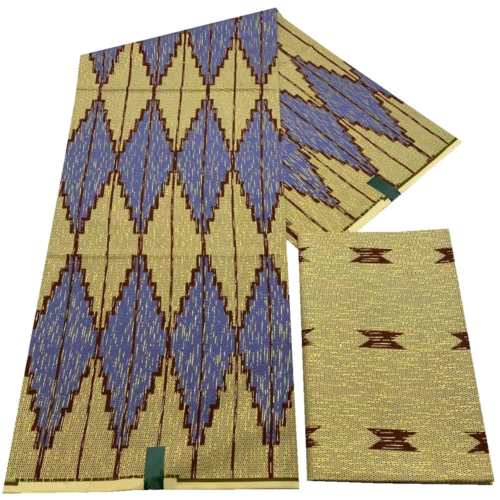 Kente Golden Wax Cotton Fabric - African Dutch Nigerian Ankara Batik Party Dress Fabric 2+4 Yards