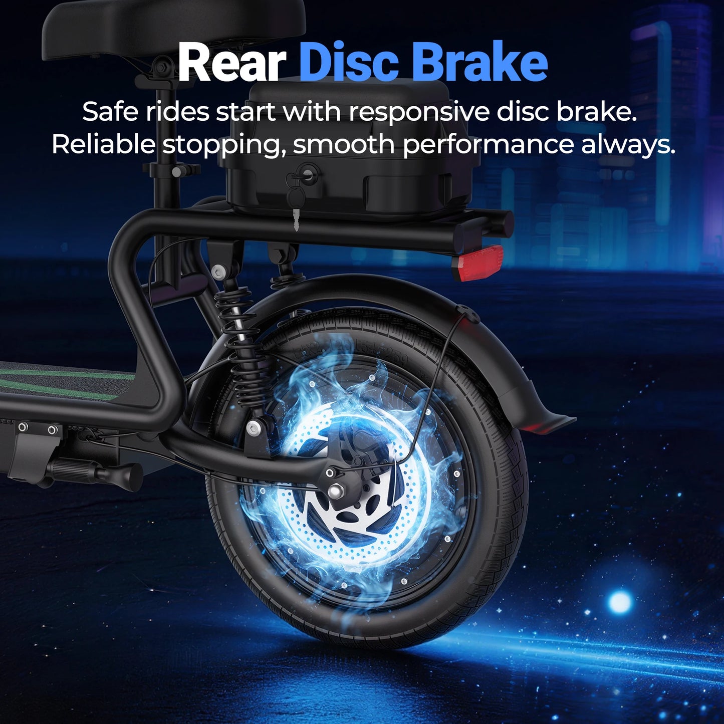 Folding Electric Scooter with Seat - 500W Motor, 48V 10.4Ah Battery, 14-Inch Tires, Commuter E-Scooter
