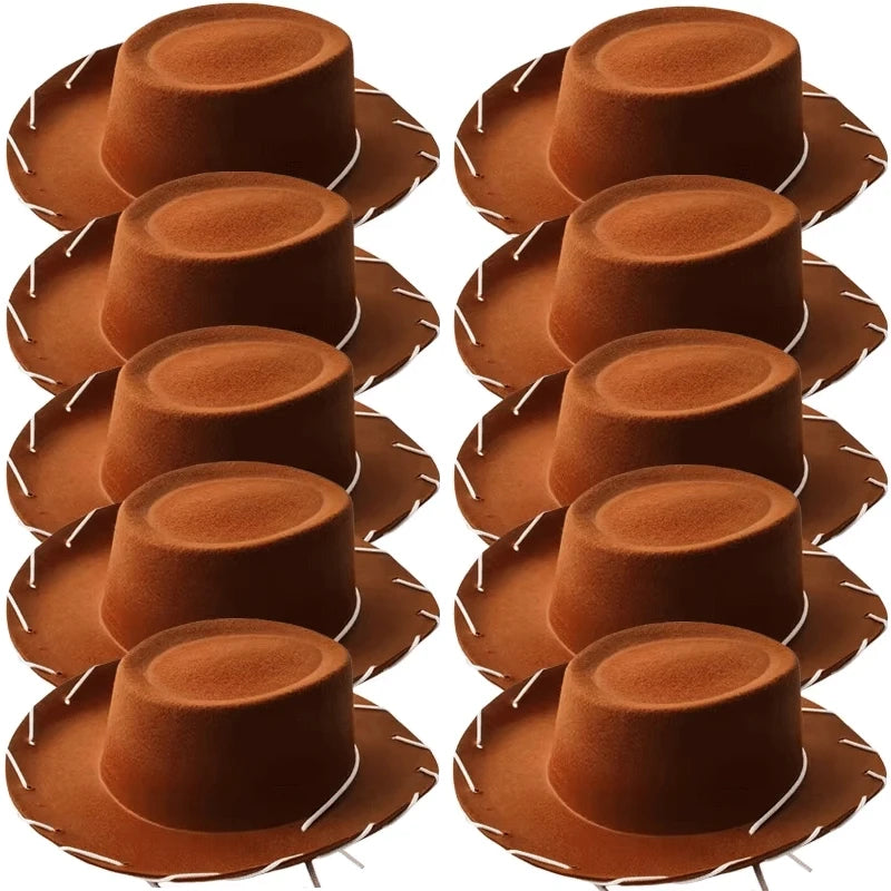 Kids Cowboy Western Hat - Brown Red Costume Accessory for Halloween, Birthday & Theme Parties