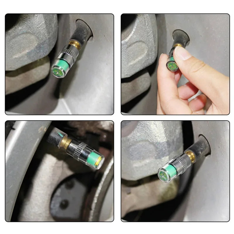 2/4PCS Car Tire Pressure Indicator - External Valve Cap Sensor for Monitoring and Alerting Tire Pressure