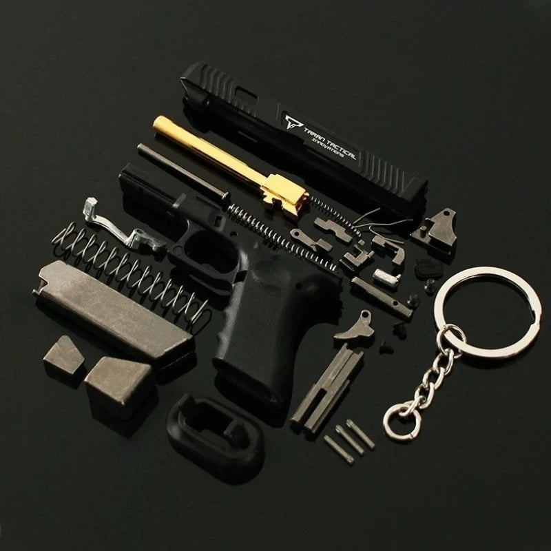 1:3 Mini G34 Pistol Model Keychain - Semi-Alloy Disassembly Toy Bag Pendant Collectible Craft