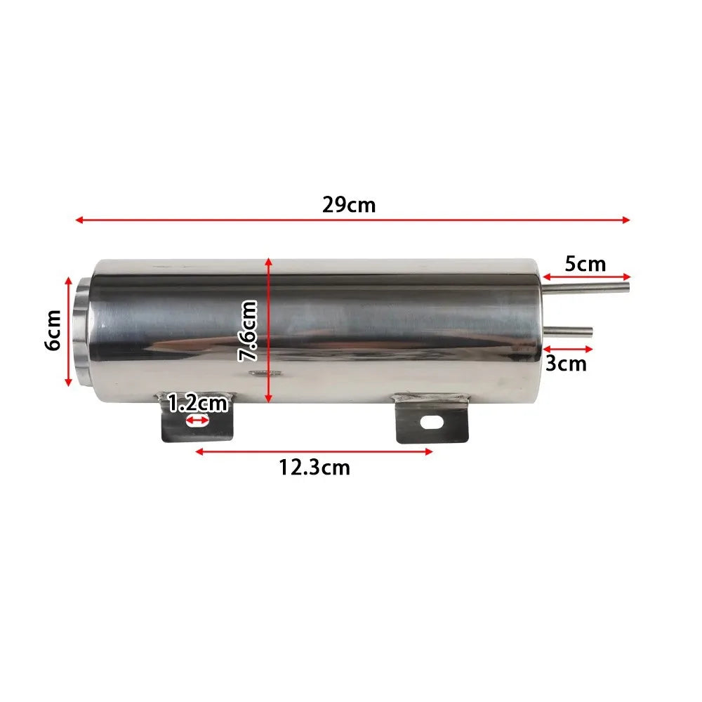 Universal Stainless Steel Coolant Overflow Tank - Polished Radiator Expansion Reservoir for Cars