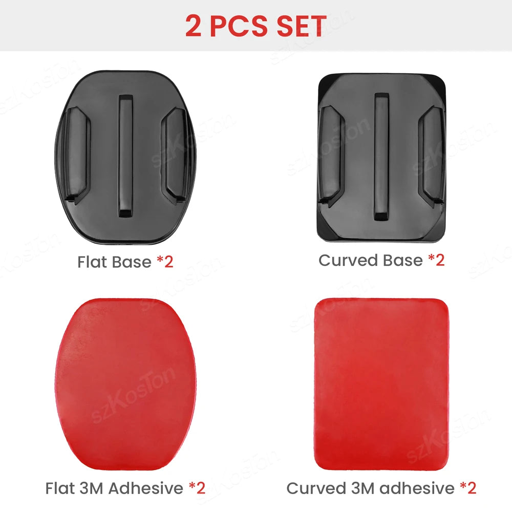 Universal Helmet Adhesive Mount Kit – Flat & Curved Sticky Mounts for GoPro 8–13, Insta360, DJI Osmo Action, AKASO & SJCAM