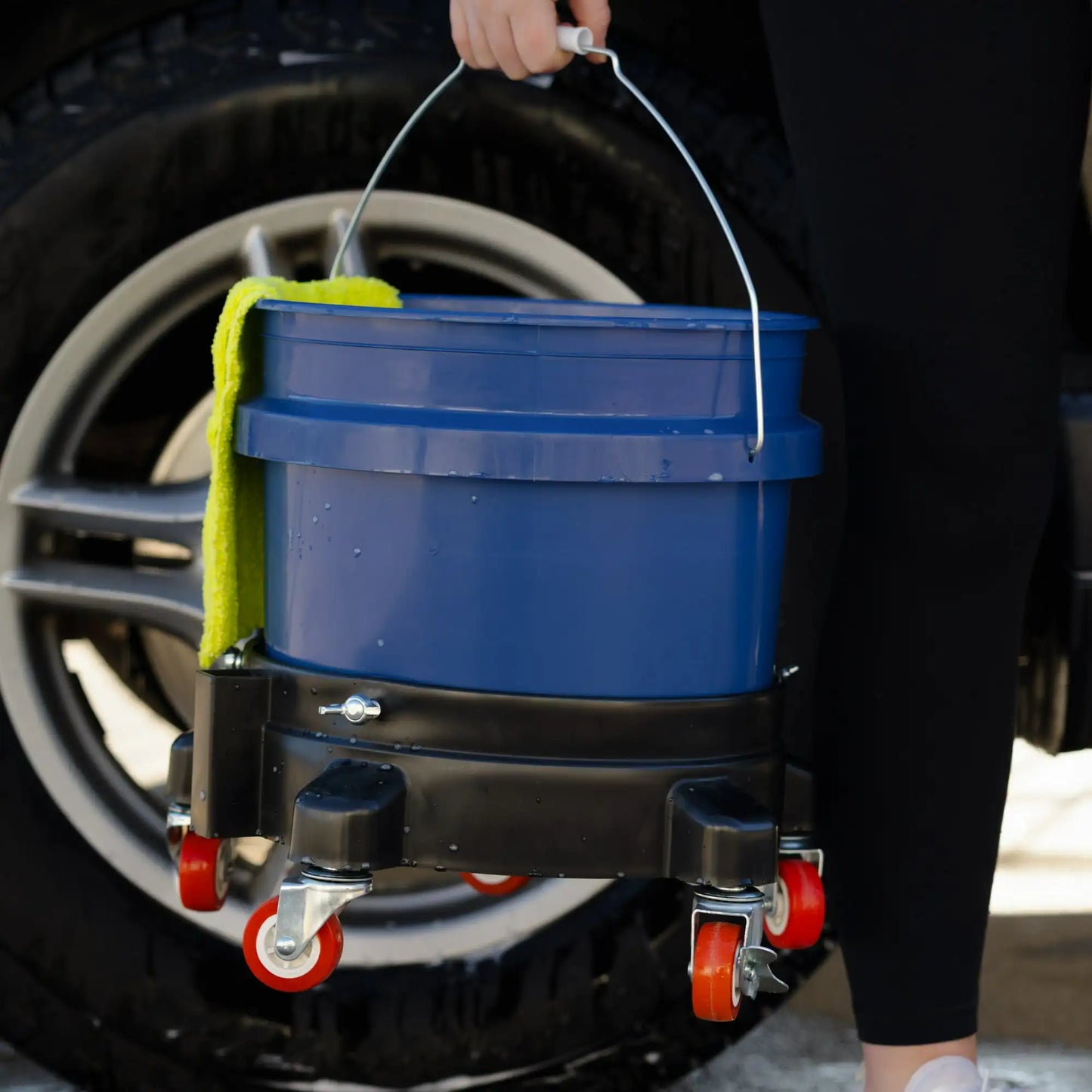 Auto Drive 12" Heavy Duty Garage Bucket Dolly with 5 Lockable Wheels