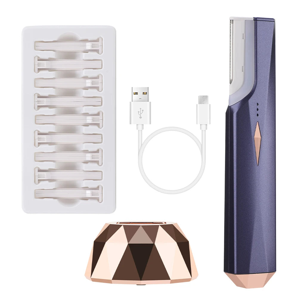 Women’s Sonic Rechargeable Dermaplane Razor with Light – Facial Hair & Peach Fuzz Removal Tool with 6 Blades for Skin Exfoliation & Smooth Skin Care