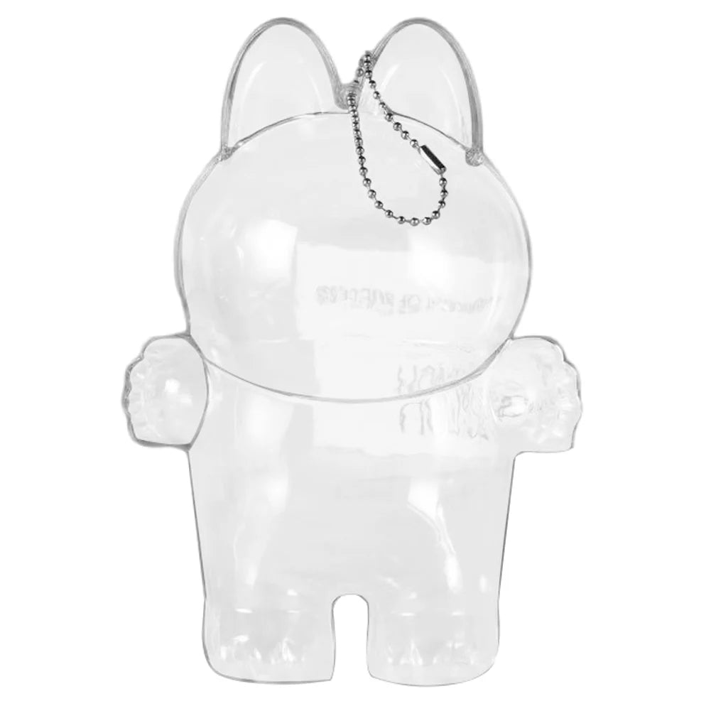 Labubu Transparent Protective Cover for Elf Doll - Cute Monster Toy Storage & Display Case for Party Plushies