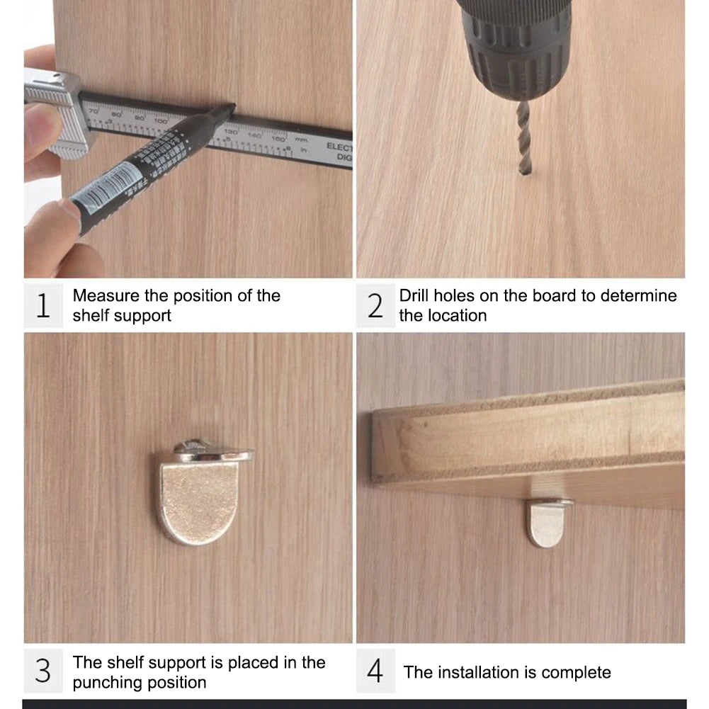 20pcs L-Shaped Shelf Support Studs: 5mm Pins for Cabinet, Wooden & Glass Board Bracket Holder