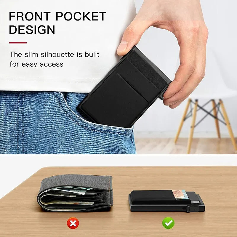 RFID Credit Card Holder Wallet for Men: Thin Slim Minimalist Luxury Metal Case - Secure Bank & ID Card Protection, Carteras Choice
