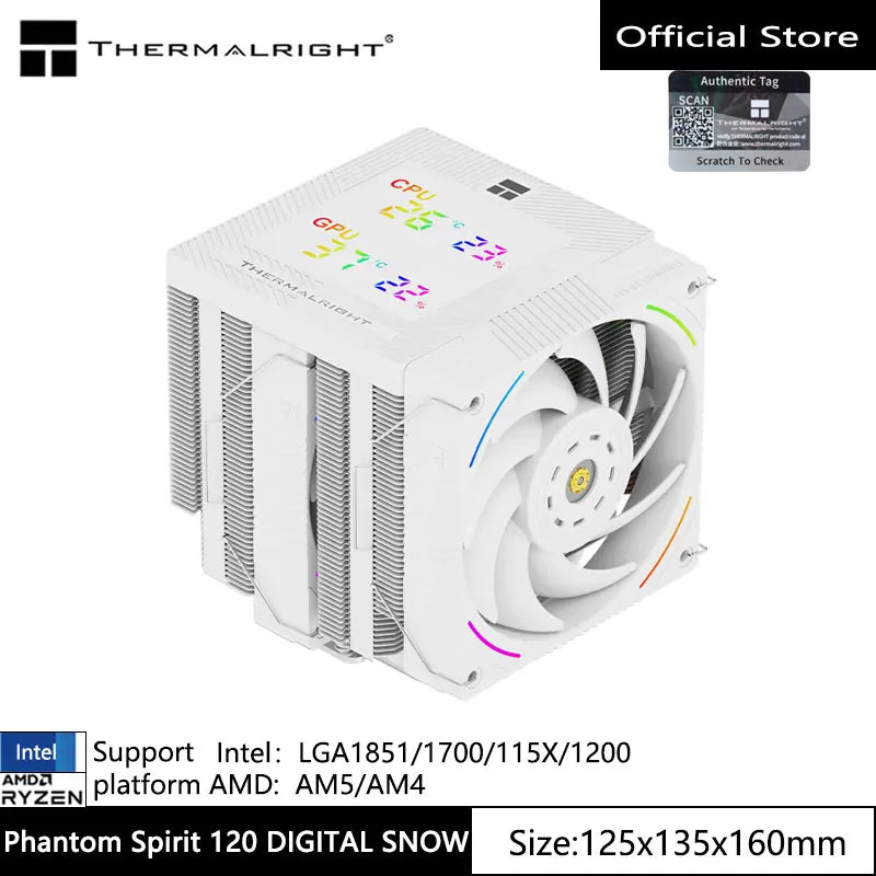 Thermalright Phantom Spirit 120 EVO CPU Air Cooler – 7 Heat Pipe Dual Tower Heat Sink Radiator for Intel LGA1700/115X & AMD AM5/AM4 High Performance Cooling Fan