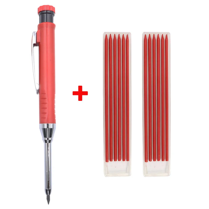 Solid Carpenter Mechanical Pencil – Woodworking Marking Tool with 3 Color Refills, Built-in Sharpener, and Scriber Lead