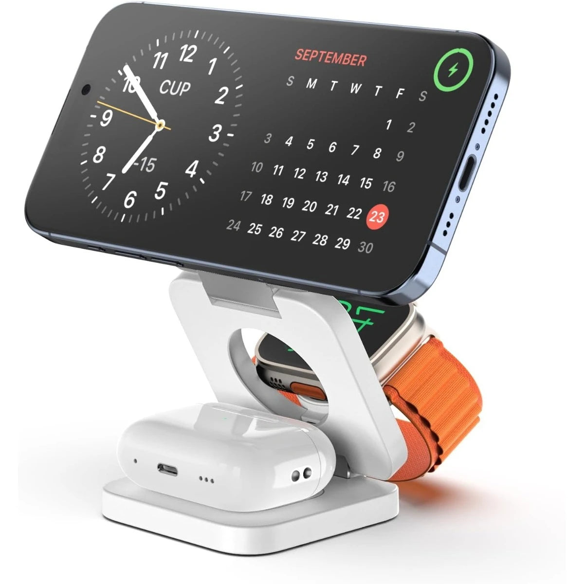Fast 3-in-1 Magnetic Wireless Charger – Foldable Charging Stand for iPhone 16-12, Apple Watch Series 10-3 & AirPods Pro/3/2