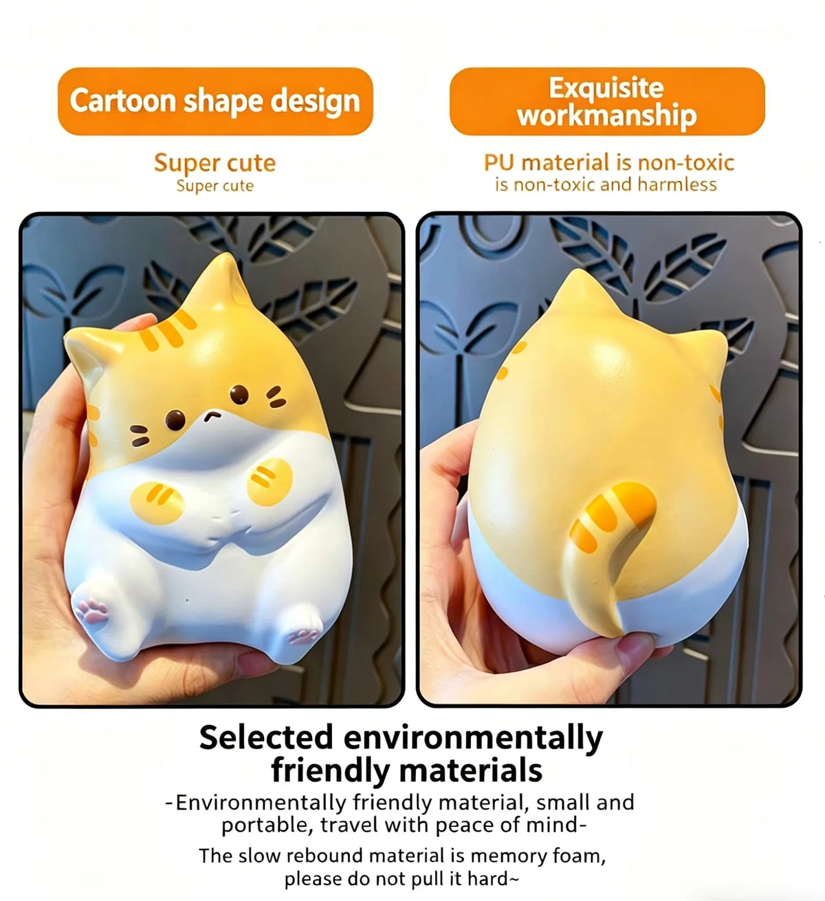 3-Piece Cute Cartoon Cat Squeeze Toy Set - Soft PU Slow-Rebound Fidget Toys for Stress Relief, Sensory Play, and Relaxation Gifts