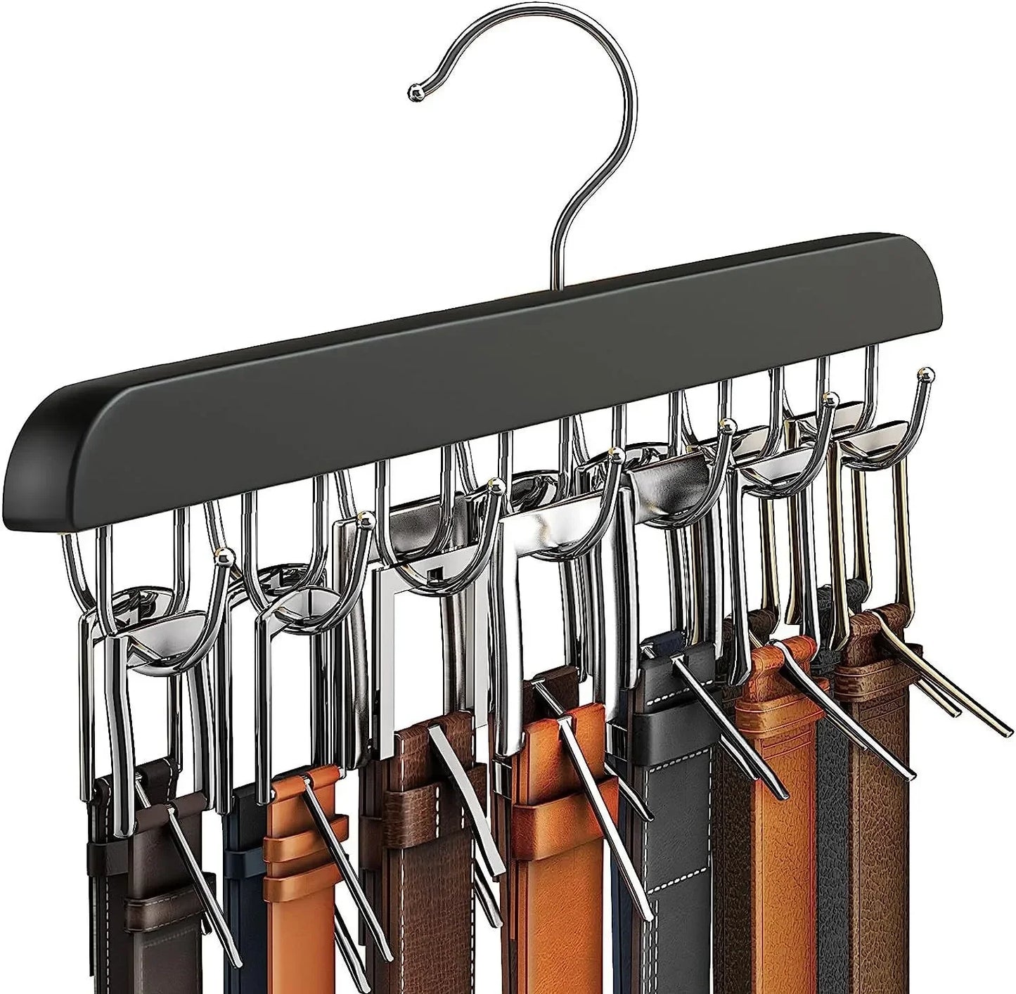 Wooden Belt and Scarf Rack Organizer – Wardrobe Hanger for Belts, Ties, and Accessories, Men’s and Women’s Clothing Storage 2/2