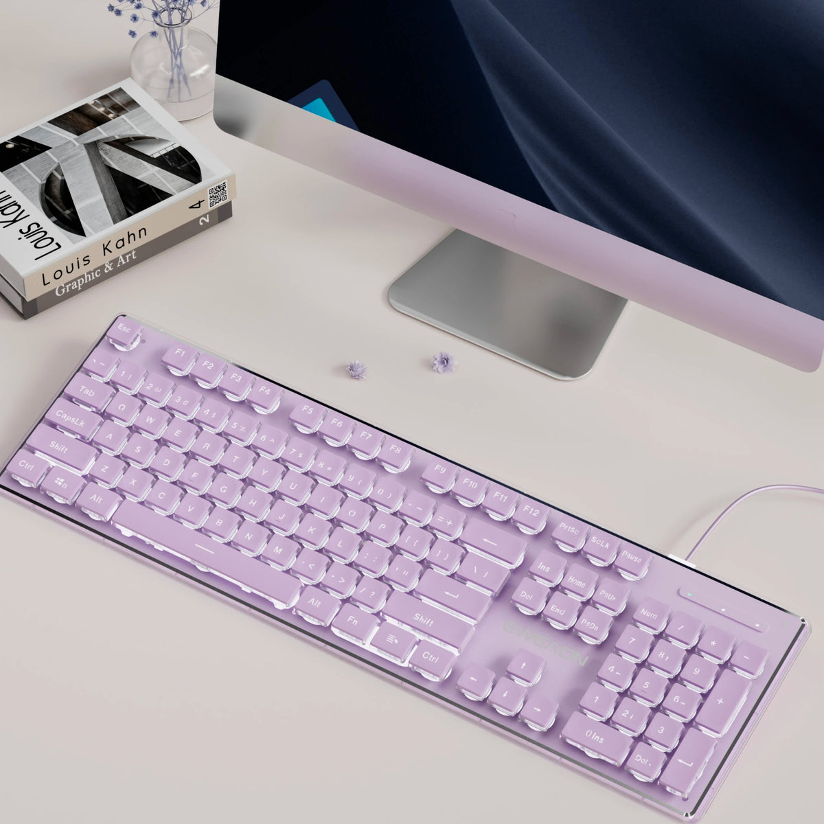 EWEADN V3 Wired Gaming Keyboard - Silent Ergonomic Keyboard for Windows PC, Laptop & E-Sports