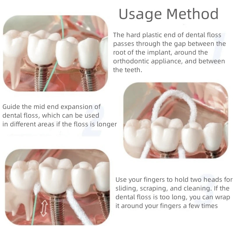 50-Piece Orthodontic Dental Floss Picks - Water-Expandable Flossers and Threaders for Braces, Implants, and Daily Oral Care
