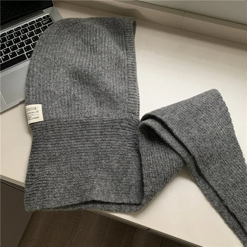 Y2K Balaclava Beanie Hat & Scarf β Thick Knit One-Piece Winter Neck Warmer Retro Style