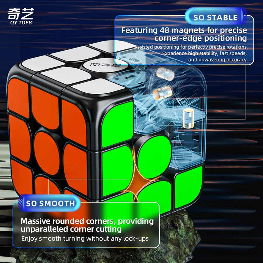 Qiyi M Pro Art Edition 3x3 Magnetic Speed Cube - Stickerless Magic Cube Puzzle Toy