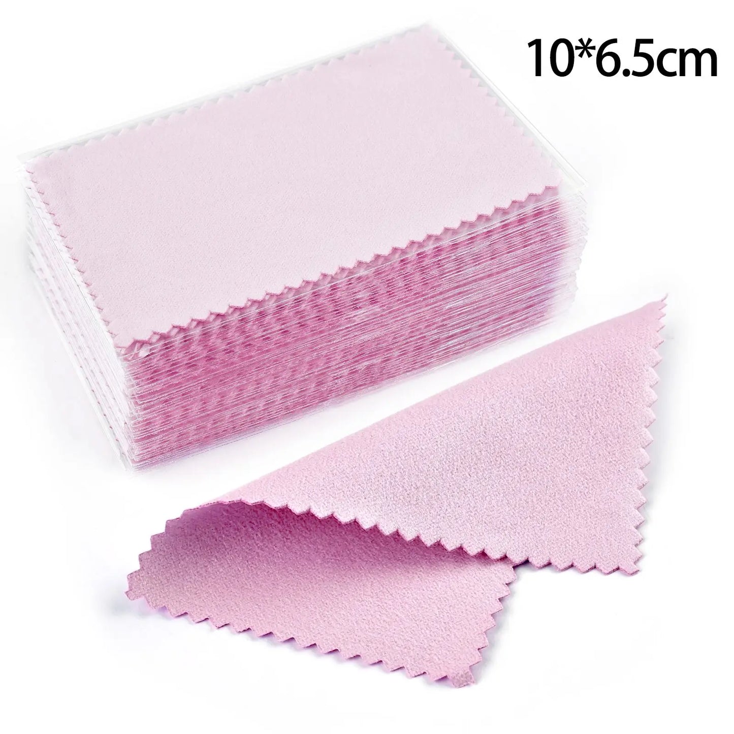 50pcs Silver Polishing Cloths 10x6.5cm & 8x8cm – Soft Cleaning Wipes for Necklaces, Rings & Jewelry Care