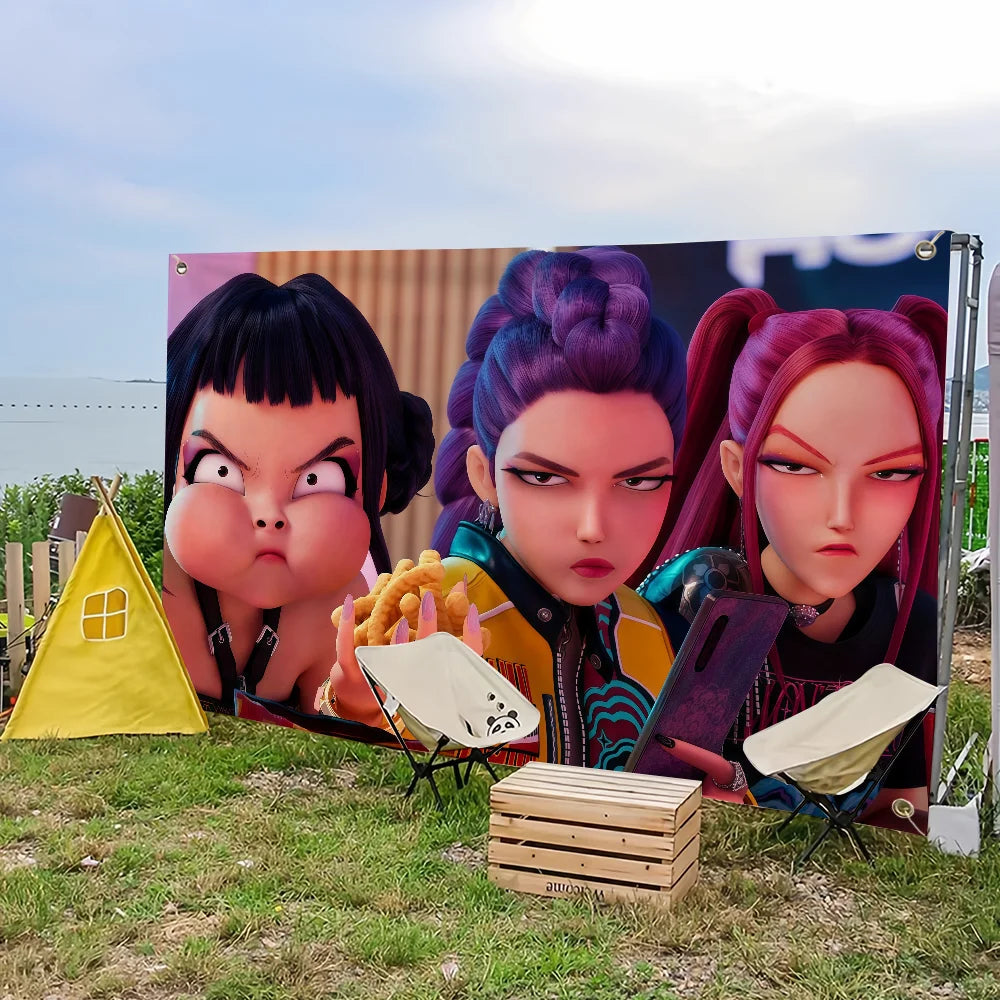 K-Pop Demon Hunters Cartoon Flag β Outdoor, Party & Home Decoration Banner