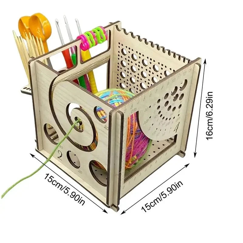 Handcrafted Wooden Crochet Yarn Bowl: All-in-One Dispenser, Holder, and Storage Solution for Craft Knitting Enthusiasts