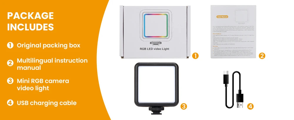 Pocket RGB LED Fill Light – Portable Mini Video Light for Camera, Smartphone, GoPro & Laptop, Adjustable Selfie Lamp