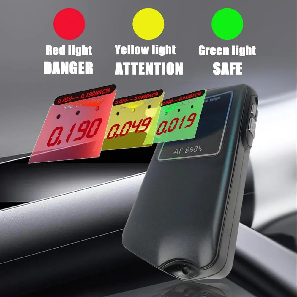 GREENWON AT-858S Breathalyzer – Portable Breath Alcohol Tester with Mouthpieces for Personal Alcohol Detection