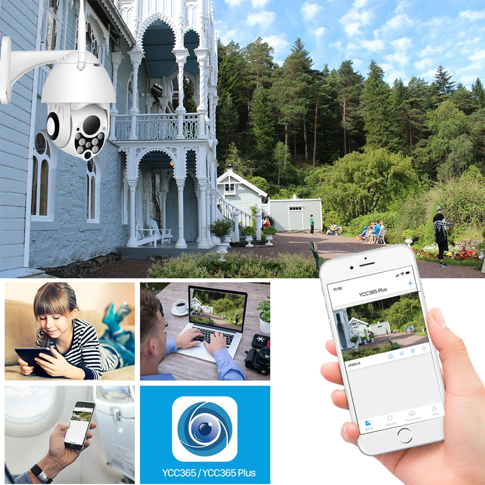 YCC365 Plus 1080P HD Outdoor WiFi PTZ Security Camera β Waterproof CCTV Surveillance with 4X Zoom & Smart Motion Tracking
