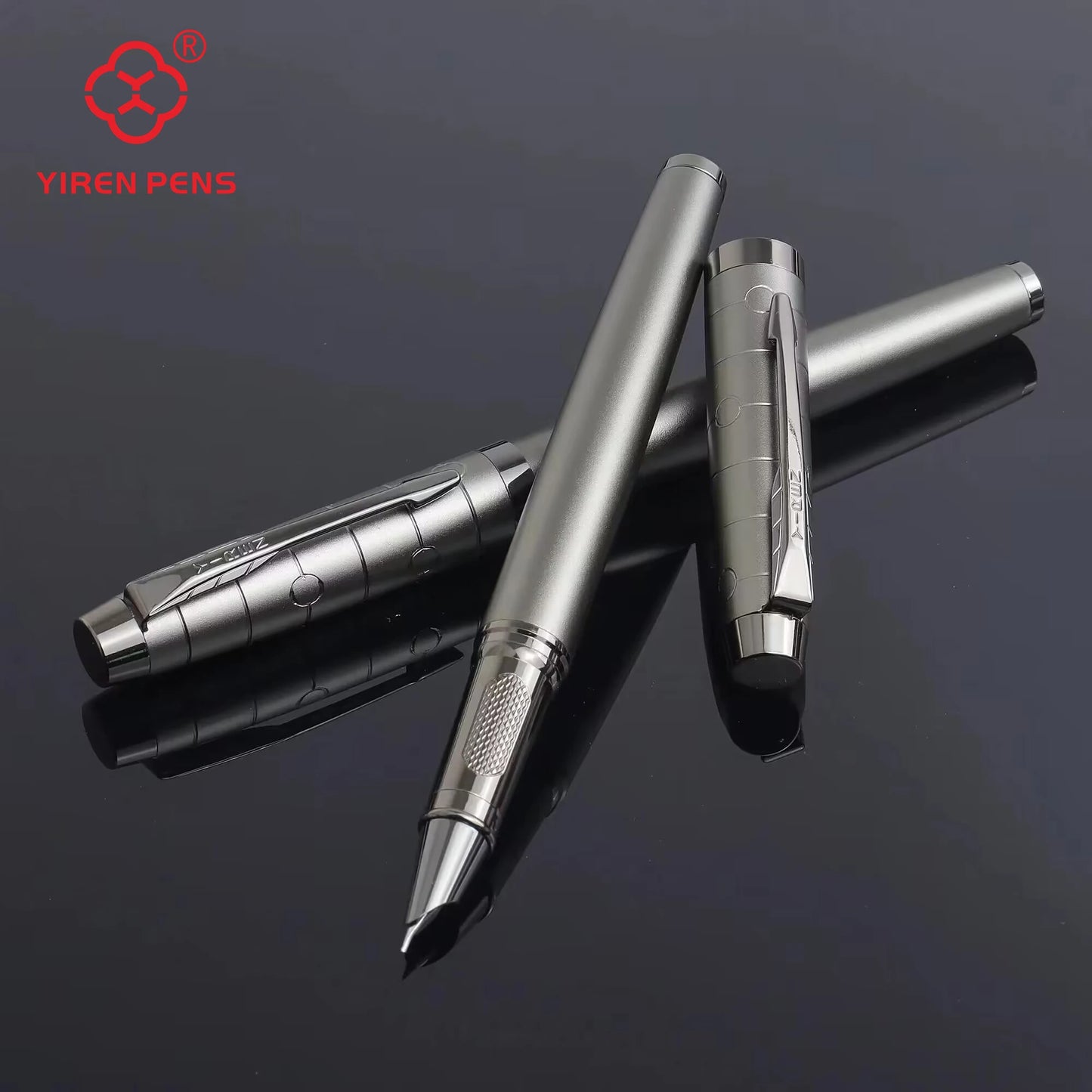 Luxury Gunmetal Fountain Pen - Stylish Metal Writing Pen with Mechanical Feel for Professional Use & Gifting