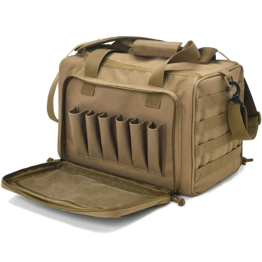 Tactical Gun Range Bag - Deluxe Pistol Shooting Duffle Bag for Range Gear & Accessories