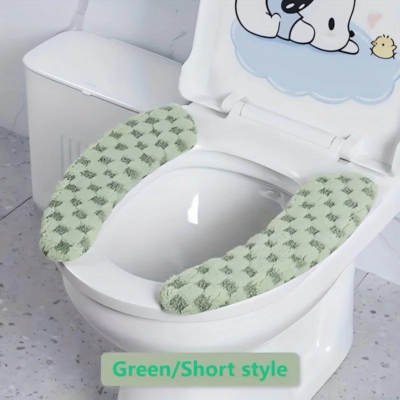 Thick Warm Toilet Seat Cushion Cover – Adhesive, Washable & Reusable Bathroom Mat for Winter Comfort