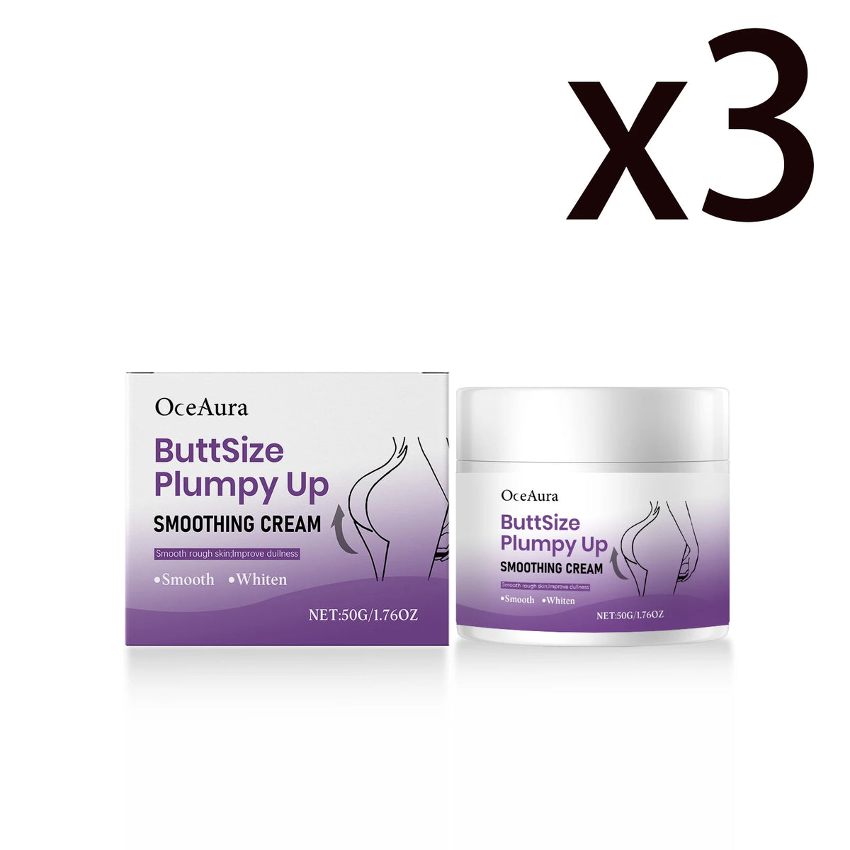 Buttock Smoothing & Firming Cream - Moisturizing Hip Massage Lotion for a Lifted, Plumper-Looking Appearance